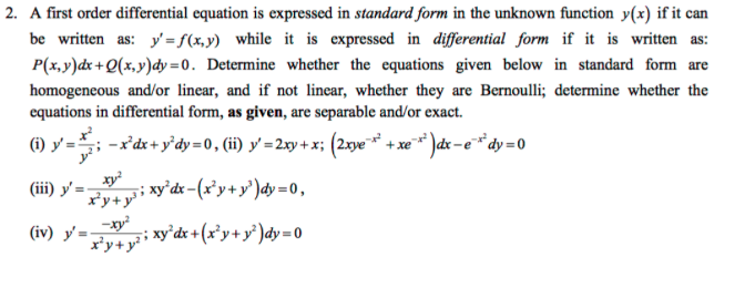 Solved A first order differential equation is expressed in | Chegg.com