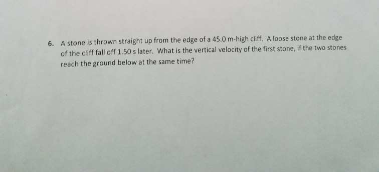 Solved A stone is thrown straight up from the edge of a 45.0 | Chegg.com