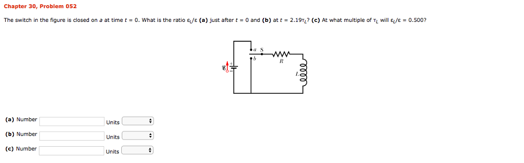 Solved The switch in the figure is closed on a at time t = | Chegg.com
