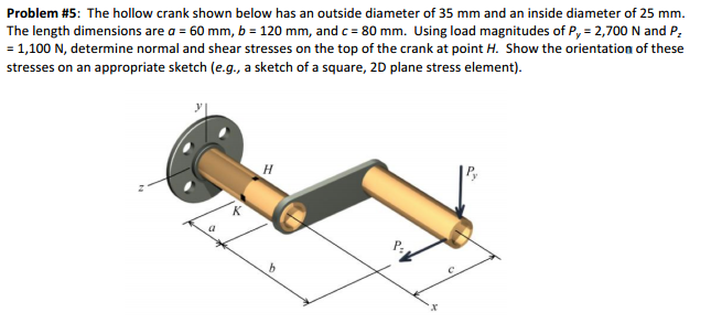 Problem #5: The hollow crank shown below has an | Chegg.com