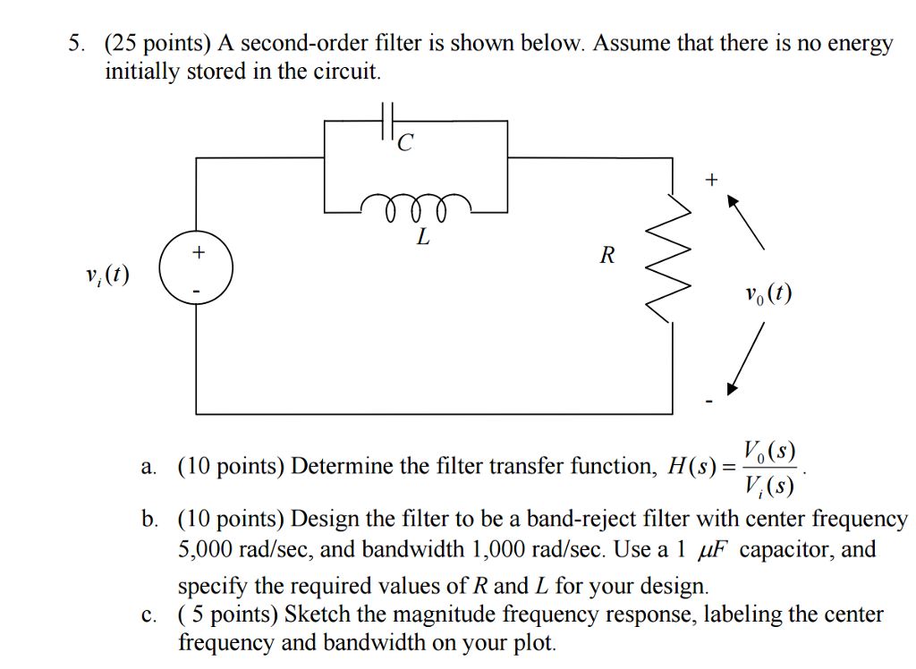 Solved A Second-order Filter Is Shown Below. Assume That | Chegg.com