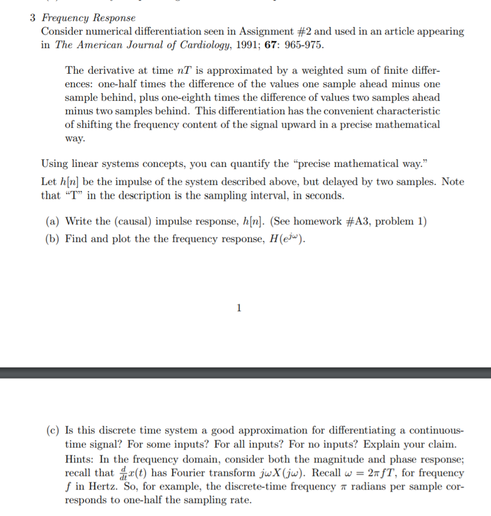 3 Frequency Response Consider numerical | Chegg.com