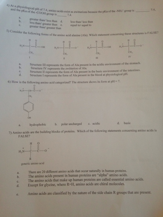 Solved At a physiological pH of 7.4, amino acids exist as