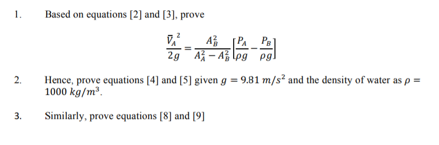 Solved P_A/rho G + V Bar ^2_A/2g = P_B/rho G + V | Chegg.com