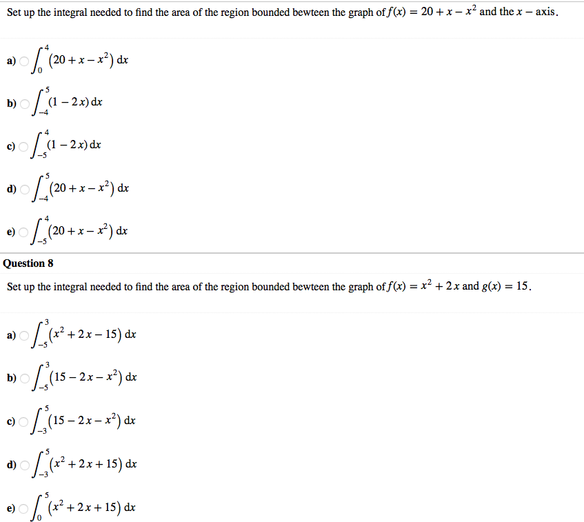 Solved Set up the integral needed to find the area of the | Chegg.com