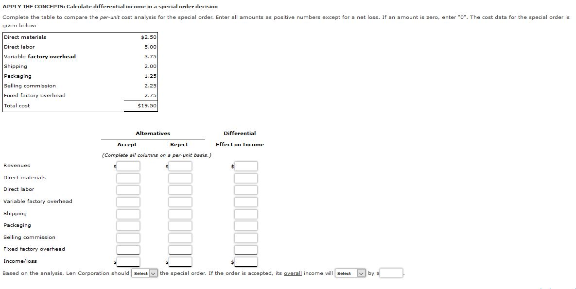 APPLY THE CONCEPTS Calculate differential in