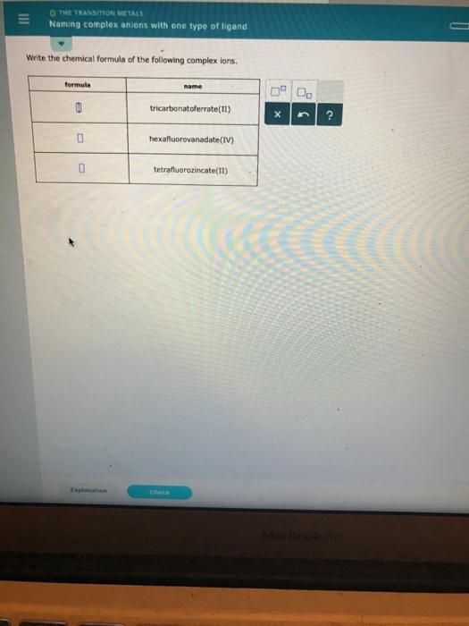 Solved Write The Chemical Formula Of The Following Complex Chegg Com