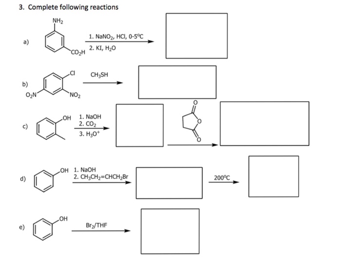 Solved Complete Following Reactions. | Chegg.com