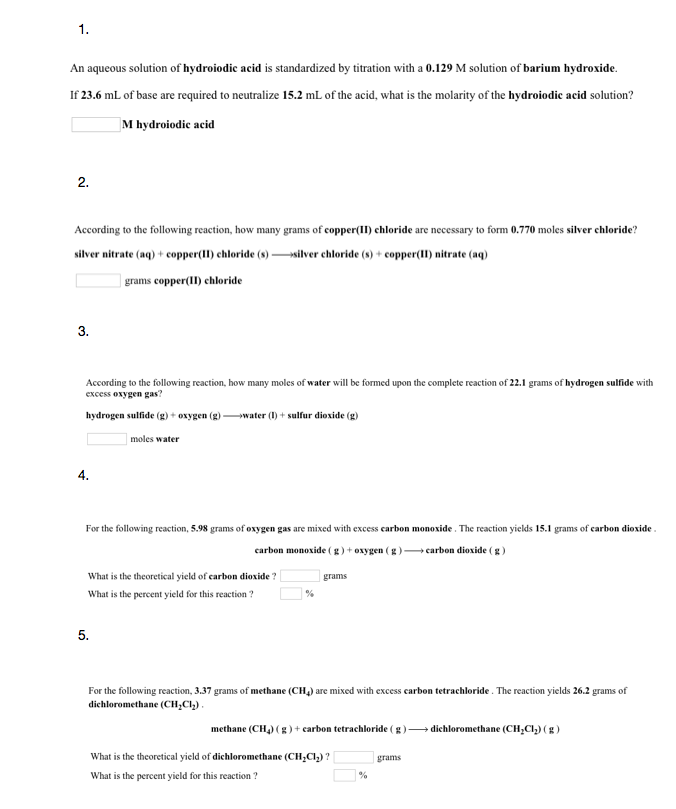 Solved 1 An Aqueous Solution Of Hydroiodic Acid Is Chegg