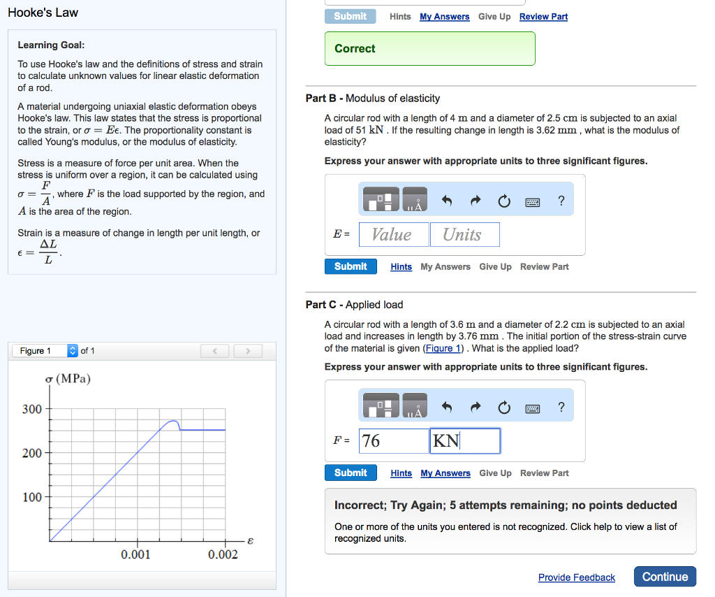 Solved To use Hooke's law and the definitions of stress and | Chegg.com