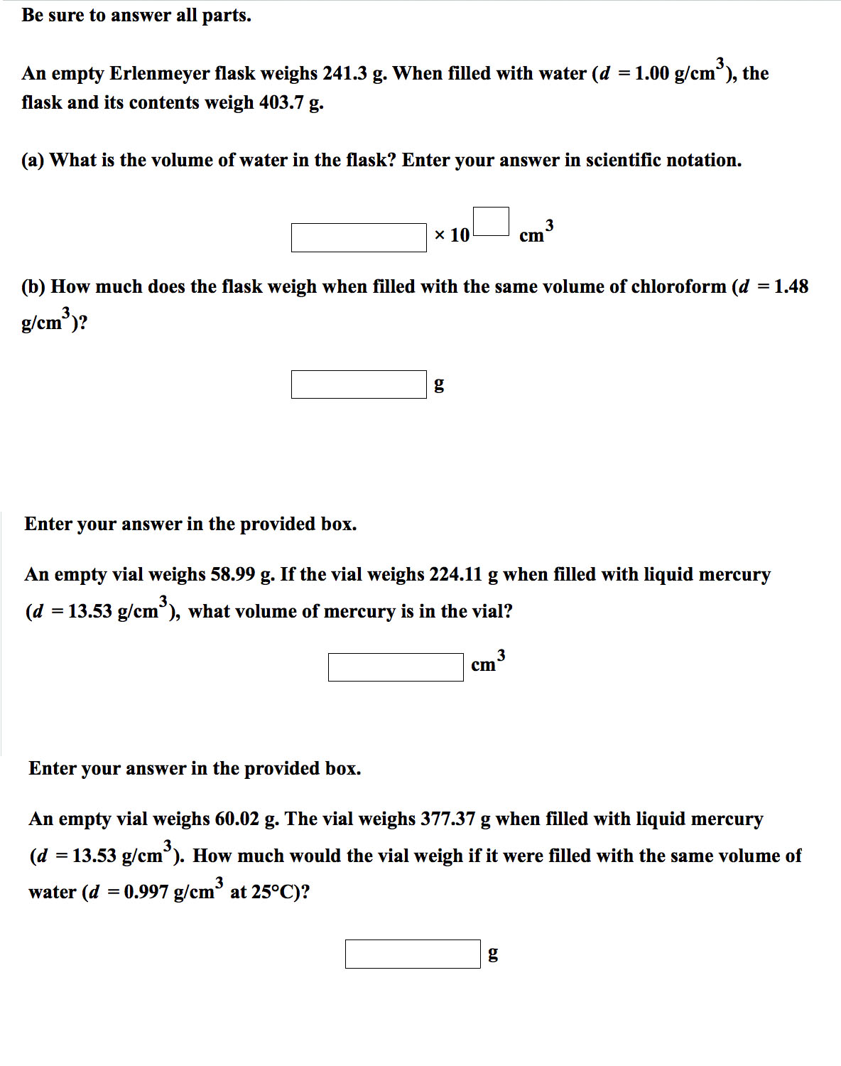 Solved Be sure to answer all parts. An empty Erlenmeyer