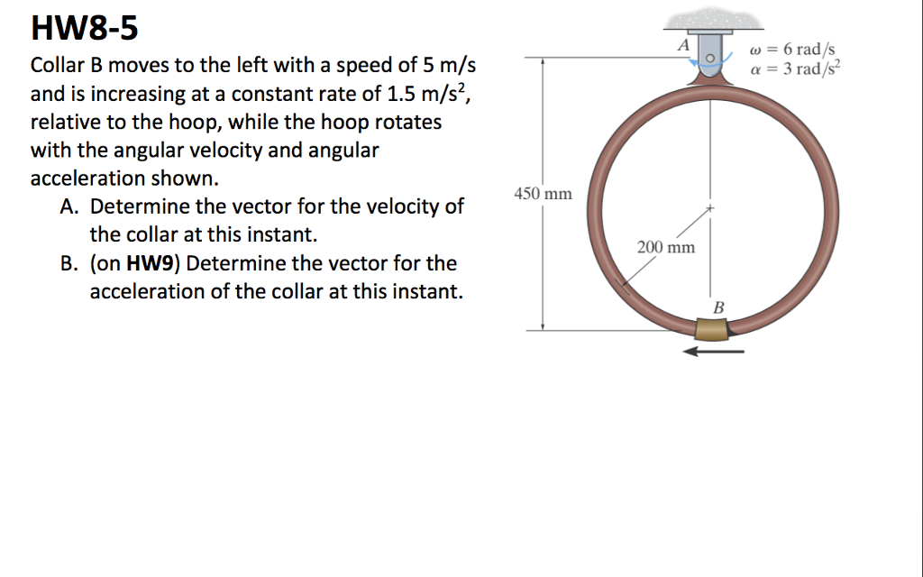 Solved HW85 Collar B moves to the left with a speed of 5