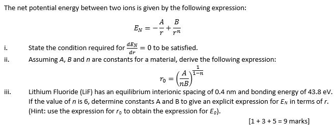 ion bonding enrgy formula