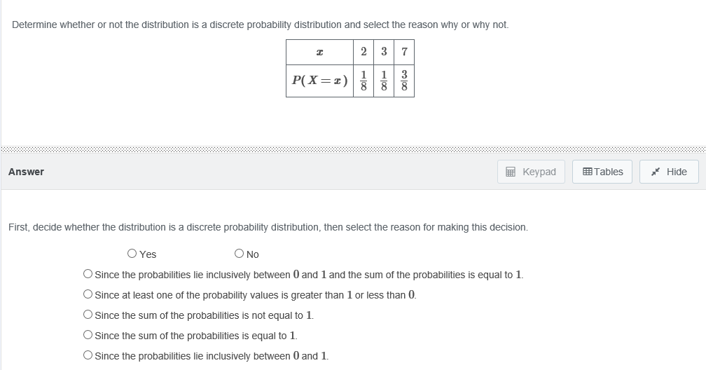 Solved Determine whether or not the distribution is a | Chegg.com