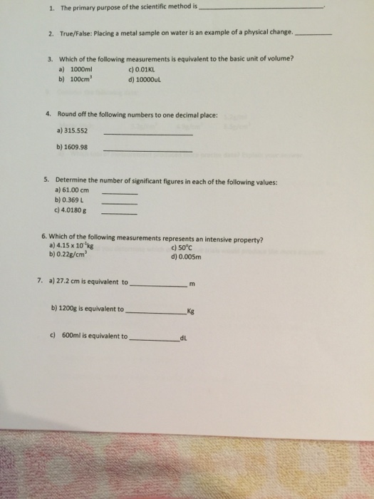 Solved the primary purpose of the scientific method is 2 chegg