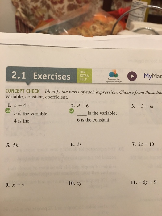 Solved CONCEPT CHECK Identify the parts of each expression. | Chegg.com