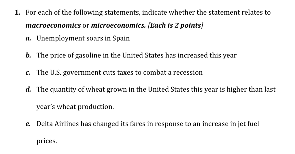 Solved For each of the following statements, indicate