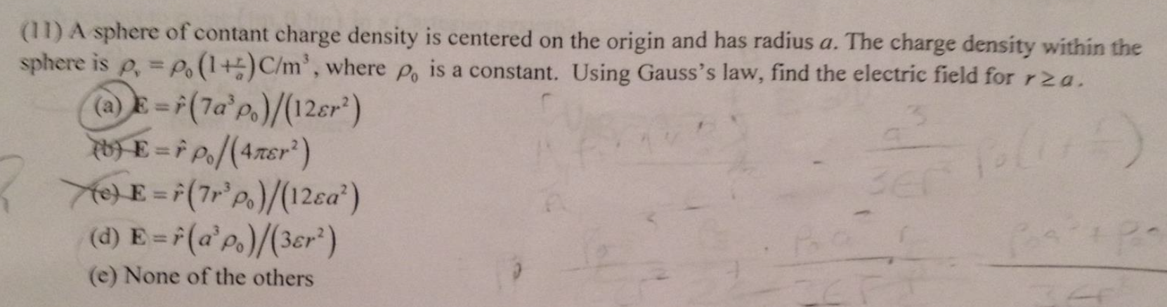 Solved A sphere of contain charge density is centered on the | Chegg.com