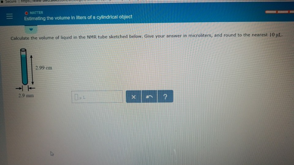 Solved Calculate the volume of liquid in the NMR tube
