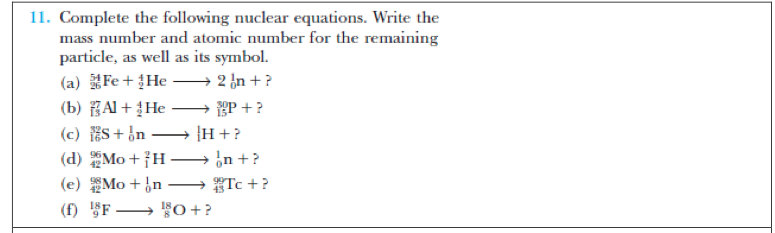 Solved 11. Complete The Following Nuclear Equations. Writ… Solved 11. Complete The Following Nuclear Equations. Writ…