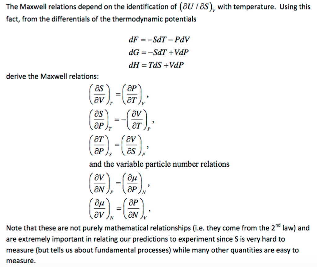 Solved The Maxwell Relations Depend On The Identification Of 7733