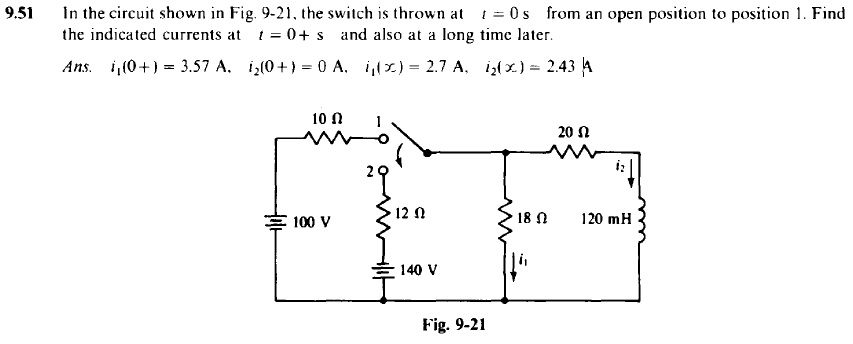 Solved In the circuit shown in Fig. 9-21. the switch is | Chegg.com