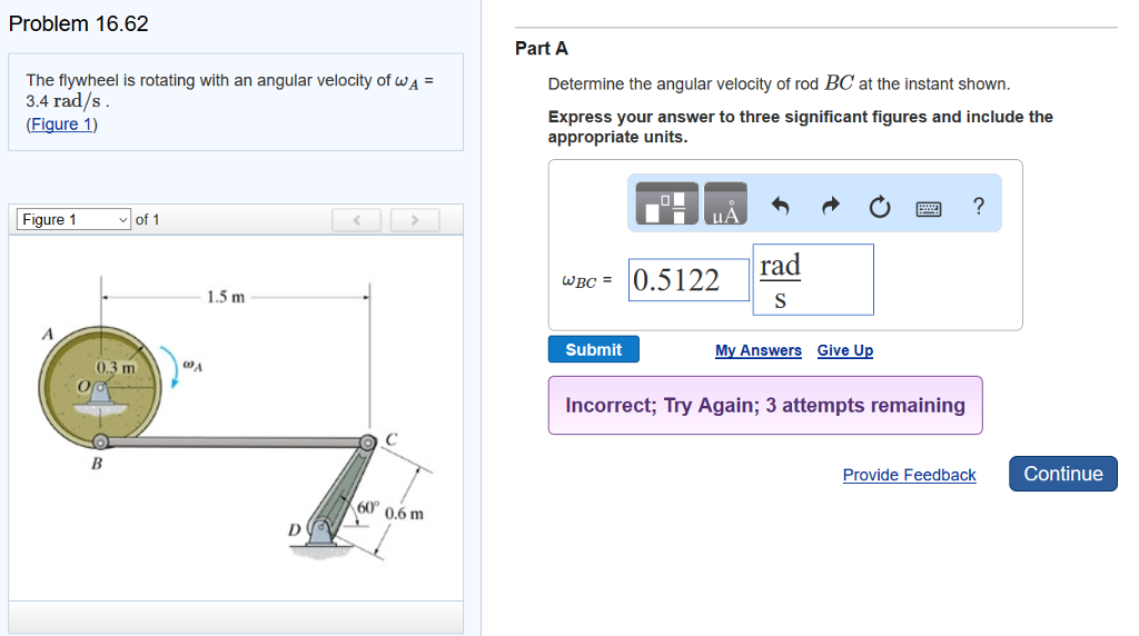Solved Problem 16.62 Part A The flywheel is rotating with an | Chegg.com