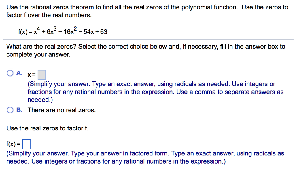 Solved Use The Rational Zeros Theorem To Find All The Real | Chegg.com