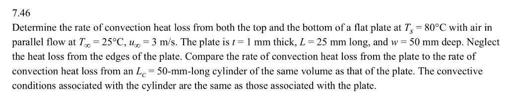 Solved 7.46 Determine the rate of convection heat loss from | Chegg.com