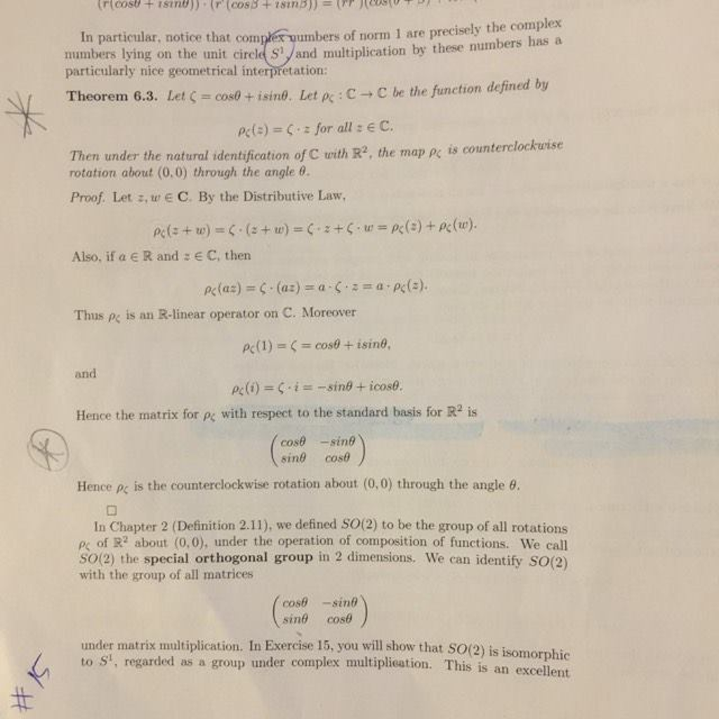 Solved In particular, notice that complex numbers of norm 1 | Chegg.com