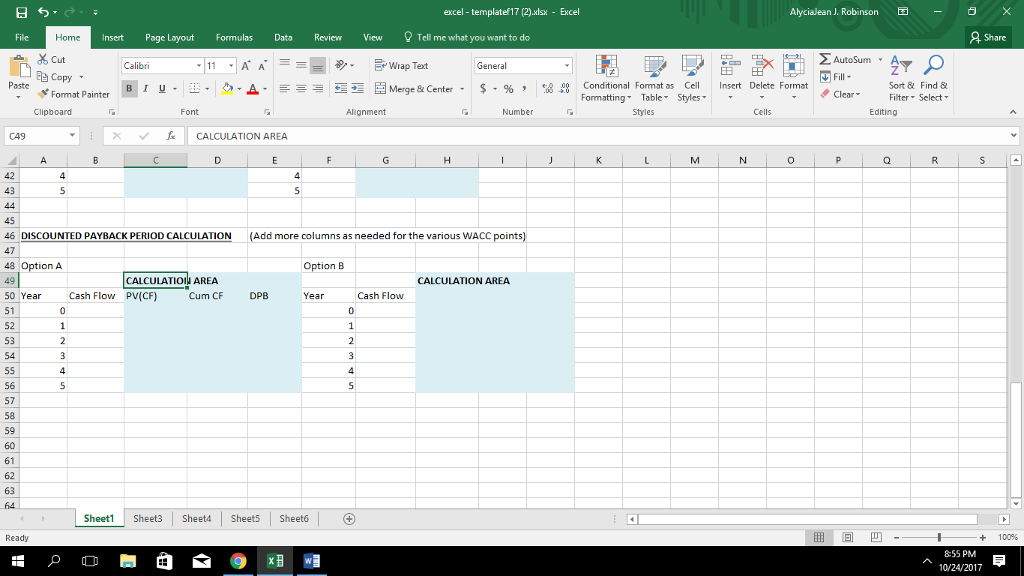 Solved Excel - Template 17 (2).lsx Excel Alycialean J. 