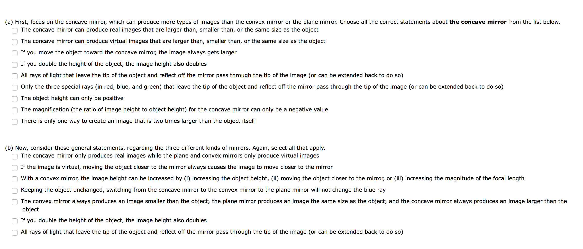 Solved First, focus on the concave mirror, which can produce