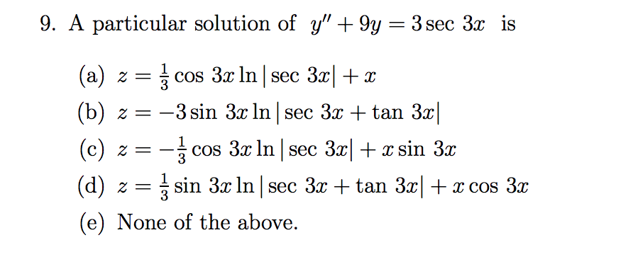 Solved 9. A particular solution of y