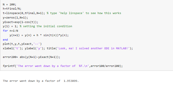 Solved Use MATLAB Question 1: Apply the Euler method to | Chegg.com