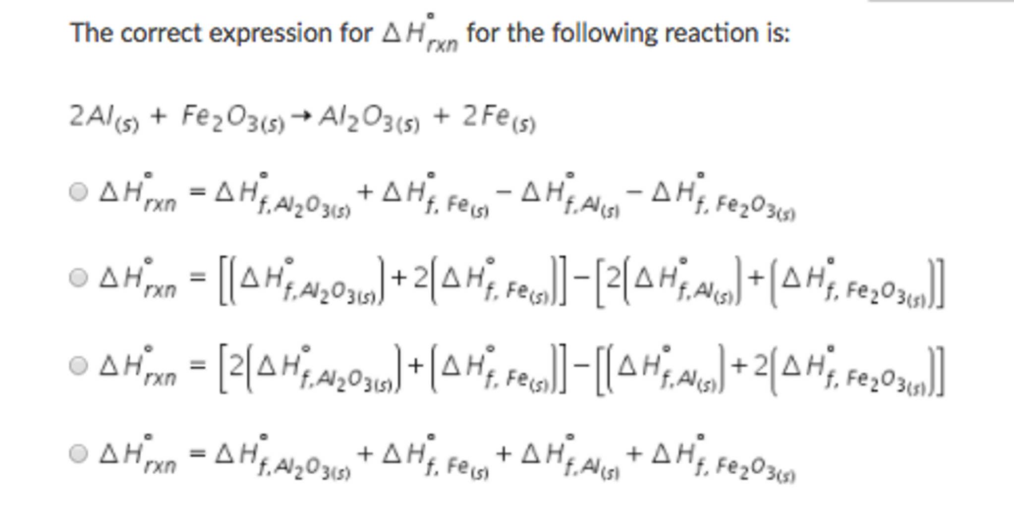 solved-the-correct-expression-for-delta-h-degree-rxn-the-chegg