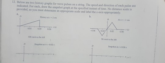 Solved 12. Below are two history graphs for wave palses on a | Chegg.com