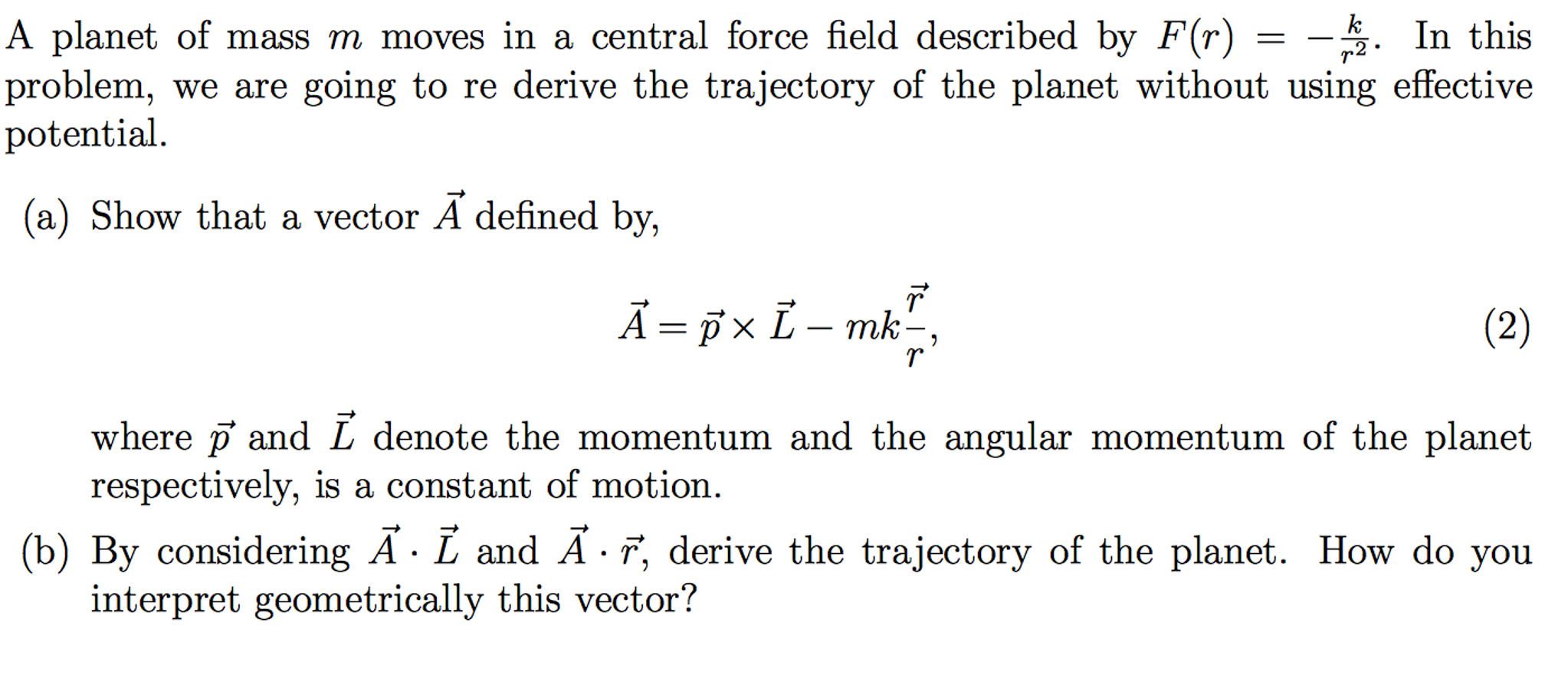 solved-a-planet-of-mass-m-moves-in-a-central-force-field-chegg