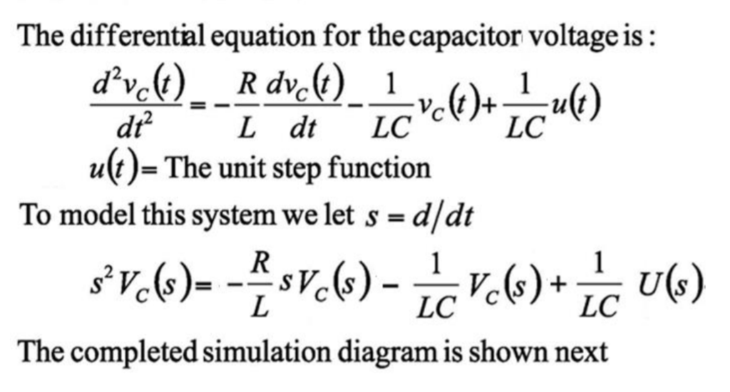 RLC Circuit Simulink Model ss Vc(s) RLC circuit File | Chegg.com