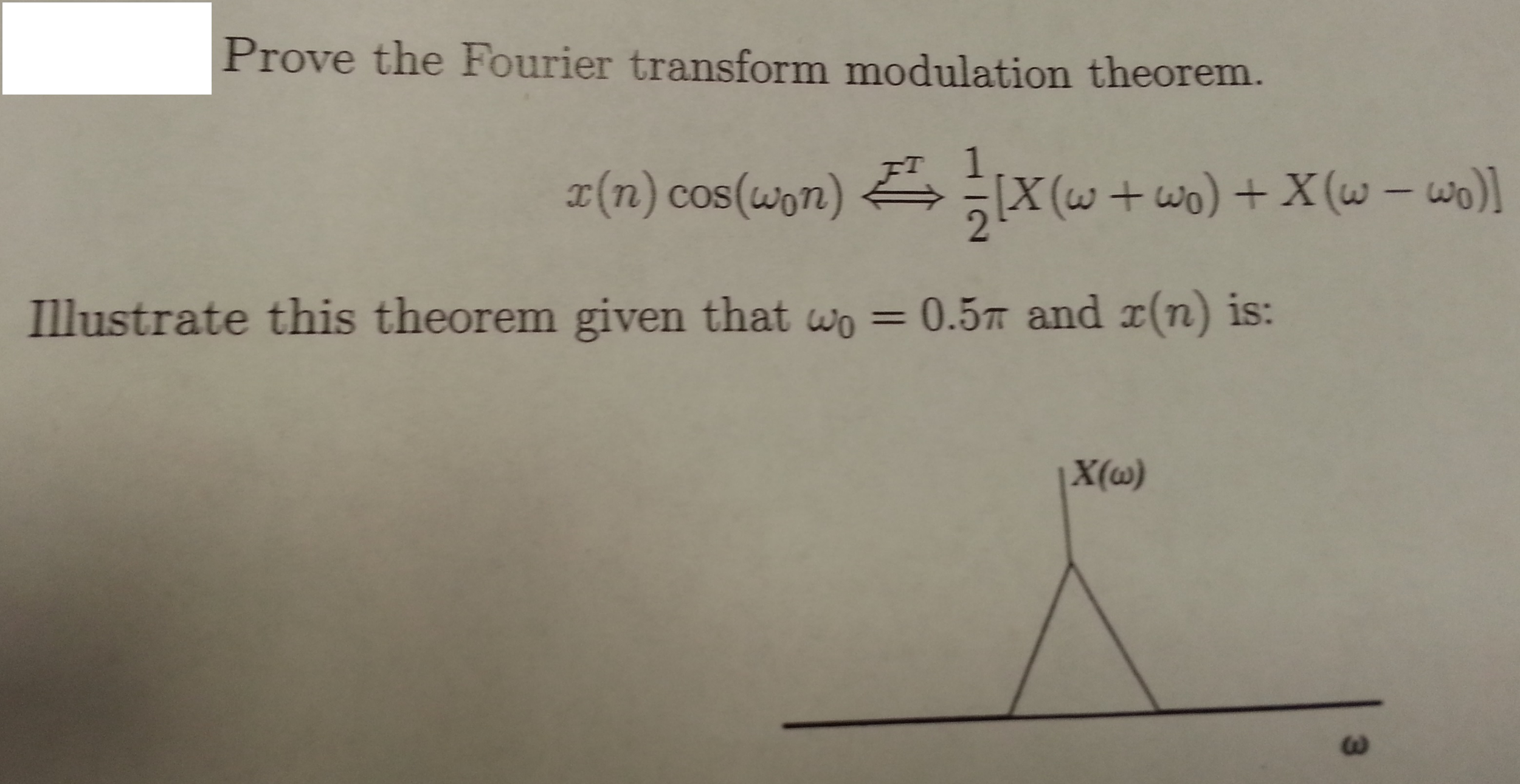 Solved Prove the Fourier transform modulation theorem. x(n) | Chegg.com