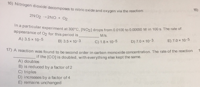 Solved Nitrogen dioxide decomposes to nitric oxide and | Chegg.com