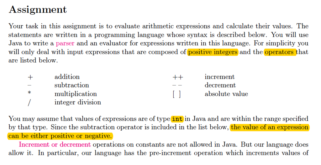 assignment expression in java