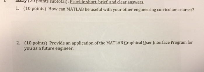 Solved How can MATLAB be useful with your other engineering | Chegg.com