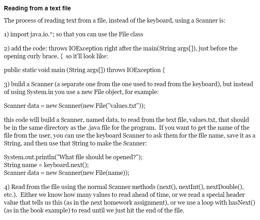 Solved Reading from a text file The process of reading text | Chegg.com