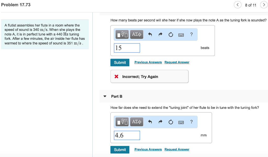 Solved Problem 17.73 8 of 11 How many beats per second will | Chegg.com