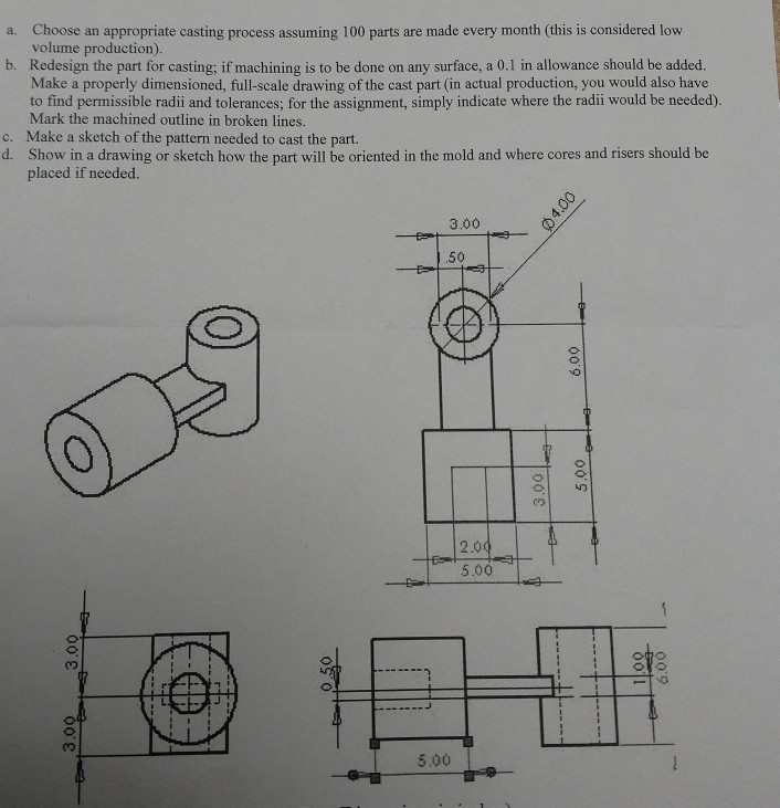 Solved Choose an appropriate casting process assuming 100 | Chegg.com