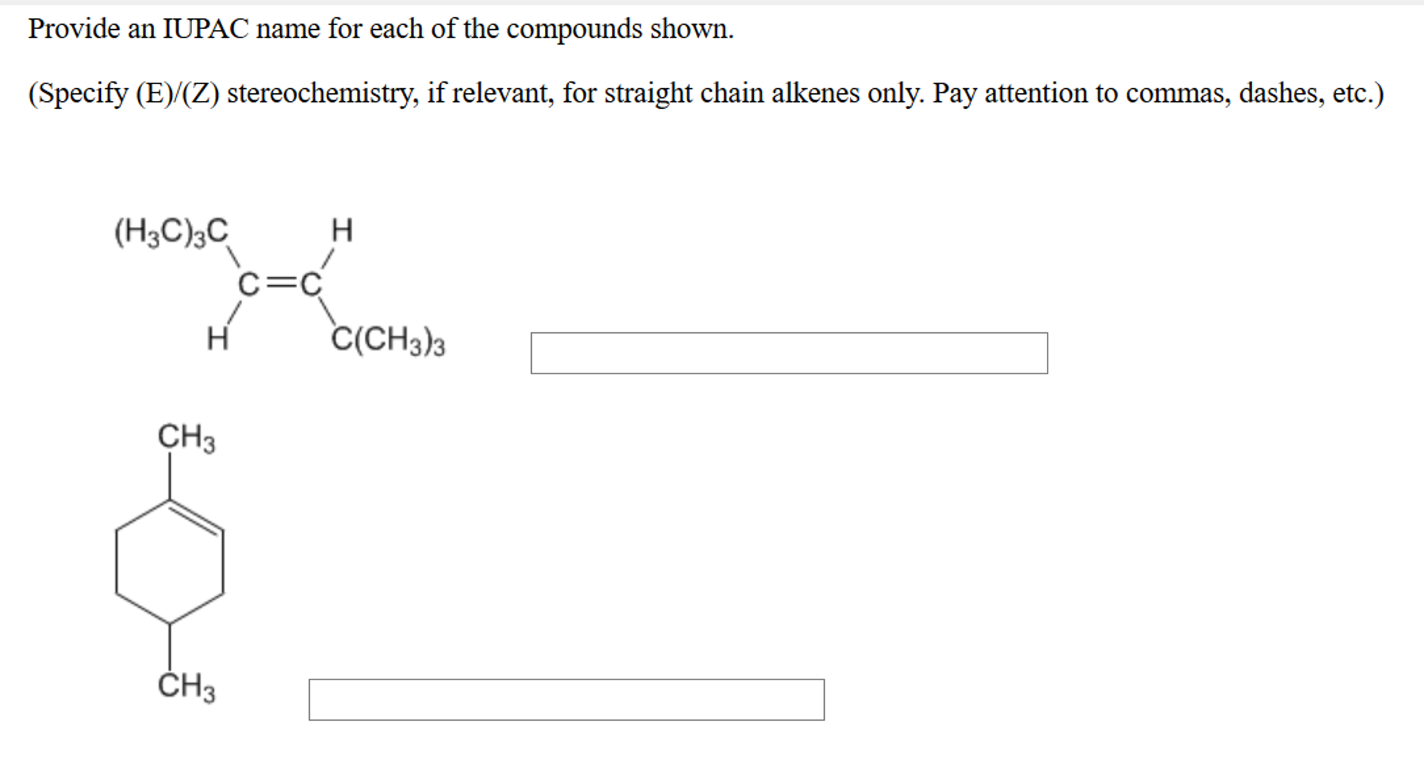 Solved Provide An Iupac Name For Each Of The Compounds Chegg Com