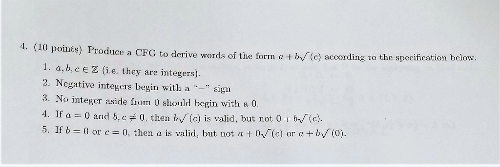 Solved 1. (10 points) Produce a CFG to derive words of the | Chegg.com