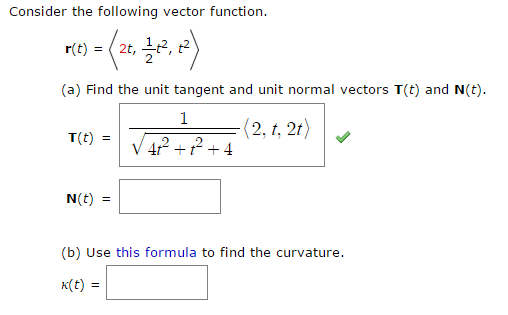 Solved Consider The Following Vector Function R T Rang