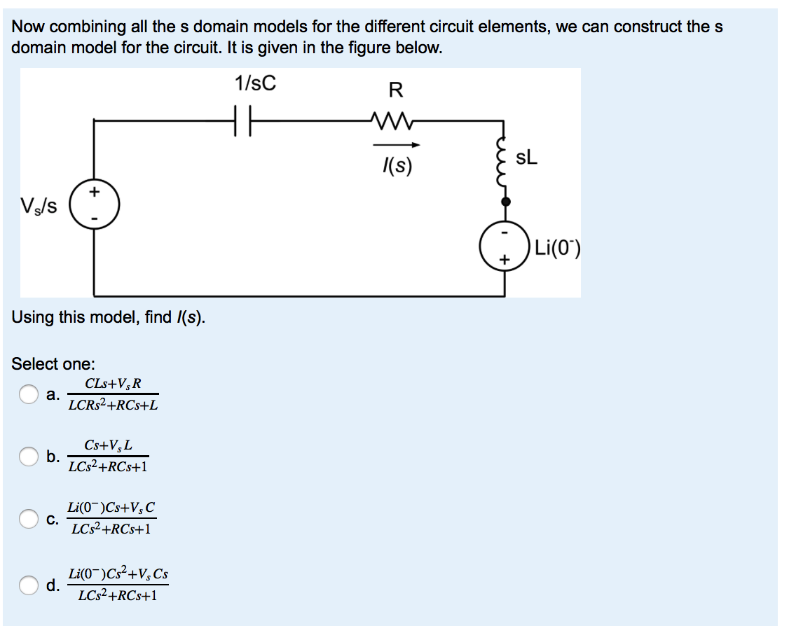 Solved Now combining all the s domain models for the | Chegg.com