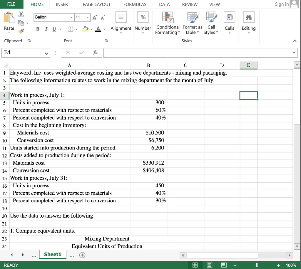 Solved Hayword, Inc. Uses Weighted-average Costing And Has 